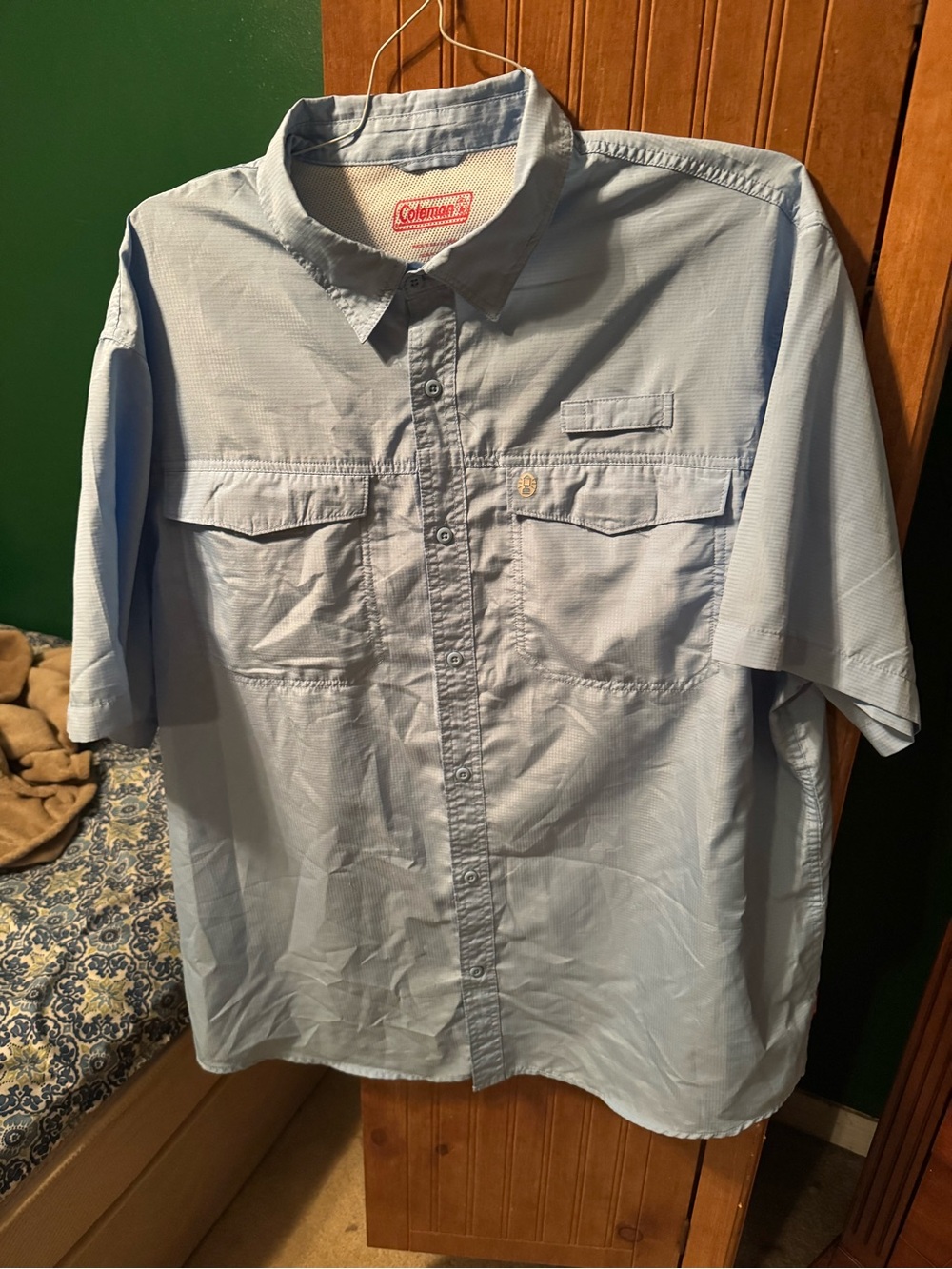Coleman Light Blue Short-Sleeve Button-Down Camp Shirt